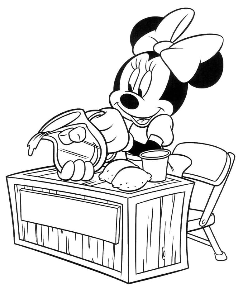 Desenho Minnie com Limonada para Colorir e Pintar