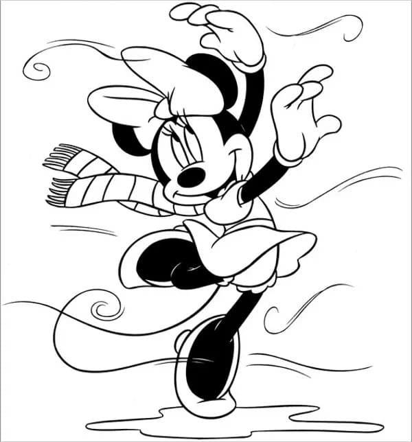 Desenho Minnie Dançando para Colorir e Pintar