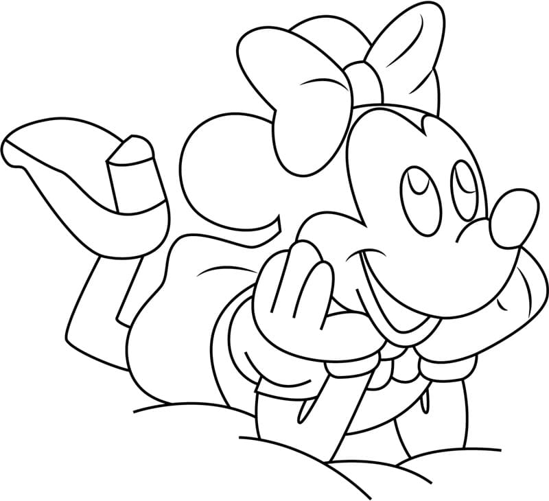 Desenho Minnie Mouse Feliz para Colorir e Pintar