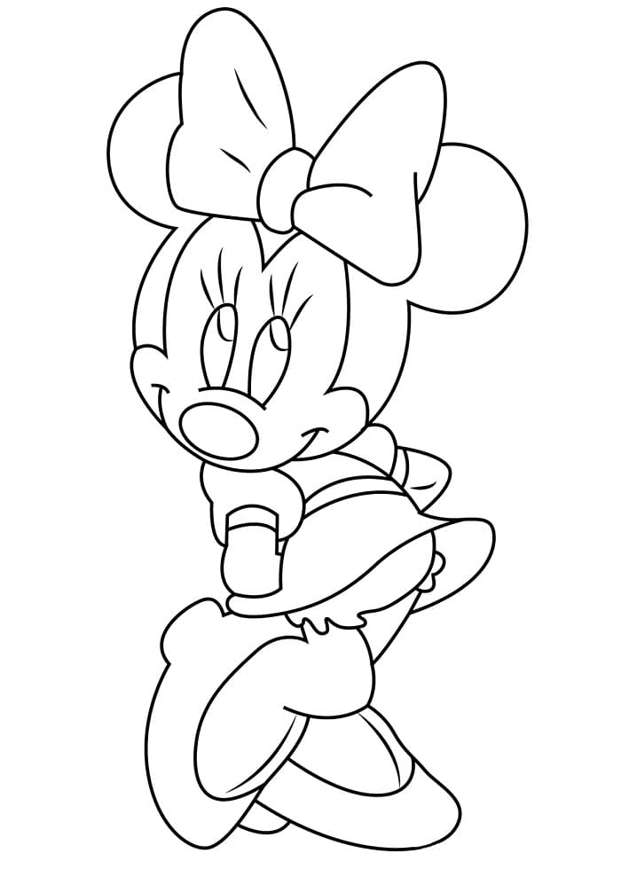 Desenho Minnie Mouse Fofo para Colorir e Pintar