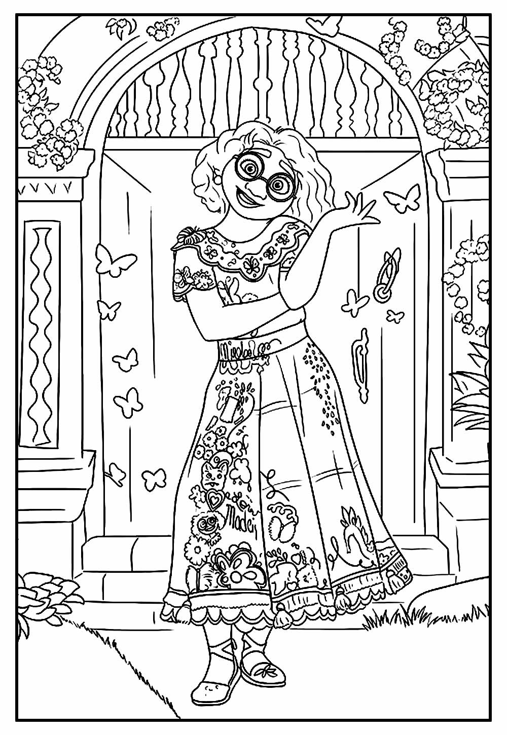 Desenho Maravilhoso de Mirabel Madrigal em Passeio no Parque para Colorir e Pintar