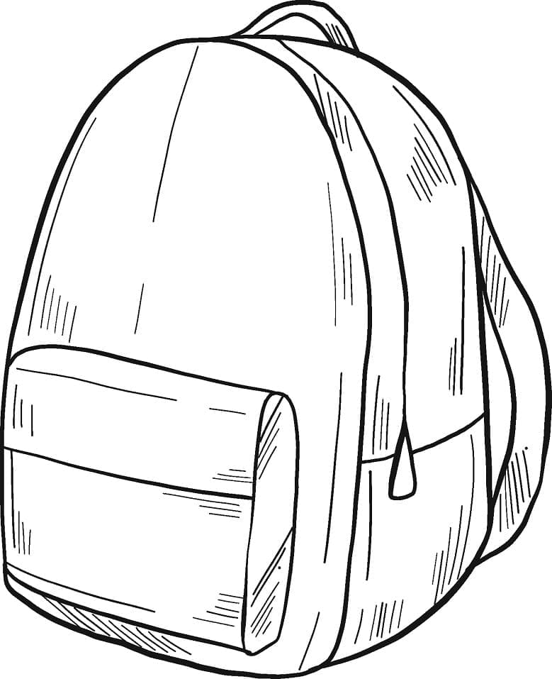 Desenho de Mochila com Cadernos para Colorir e Pintar