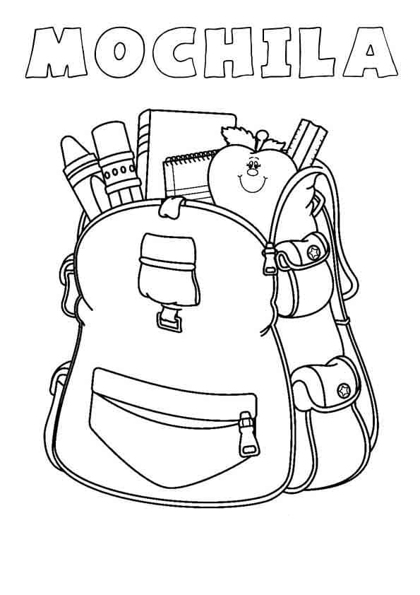 Desenho de Mochila Divertida para Colorir e Pintar