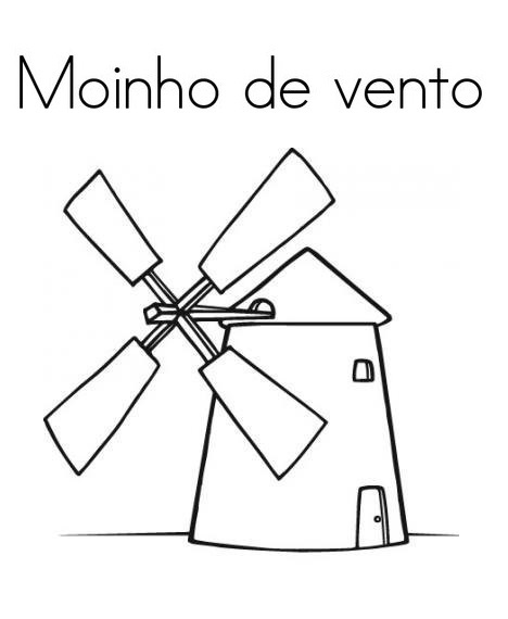 Desenho de Moinho de Vento para Colorir e Pintar
