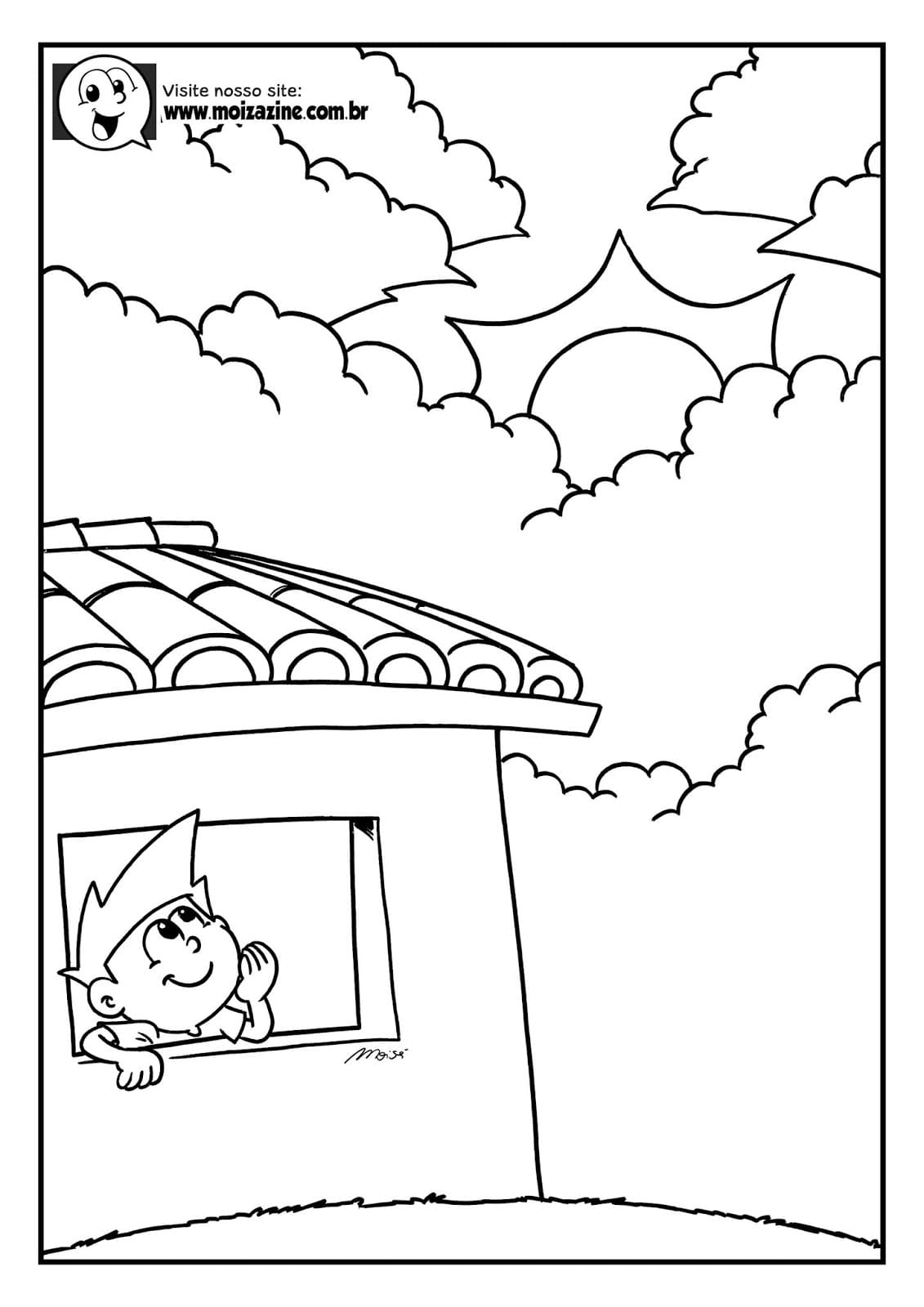 Desenho de Moizazine para Colorir com Giz de Cera Imprimivel e Pintar