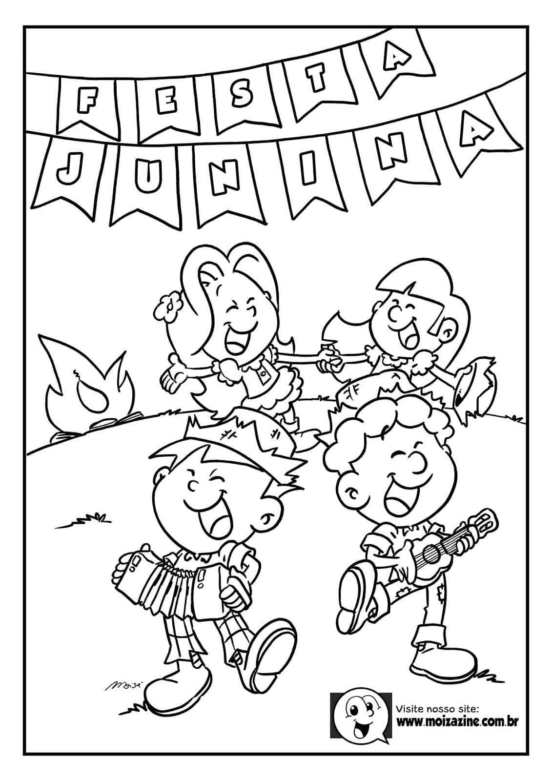 Desenho de Moizazine para Colorir com Tinta Guache Pdf e Pintar