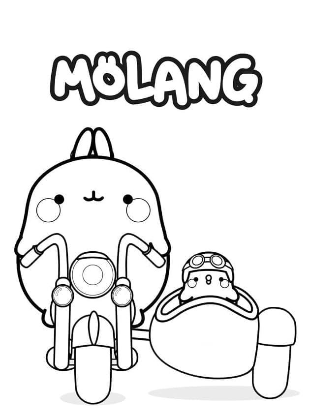 Desenho de Molang e Amigo para Colorir e Pintar