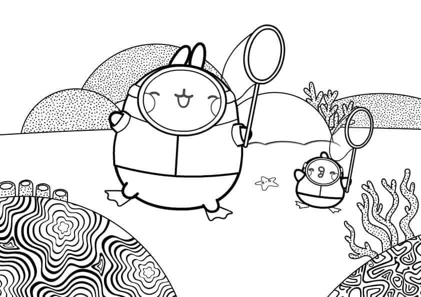 Desenho de Molang Feliz para Colorir e Pintar