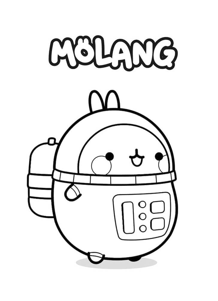 Desenho de Molang o Astronauta para Colorir e Pintar