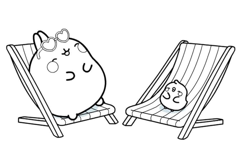 Desenho de Molang Relaxante para Colorir e Pintar
