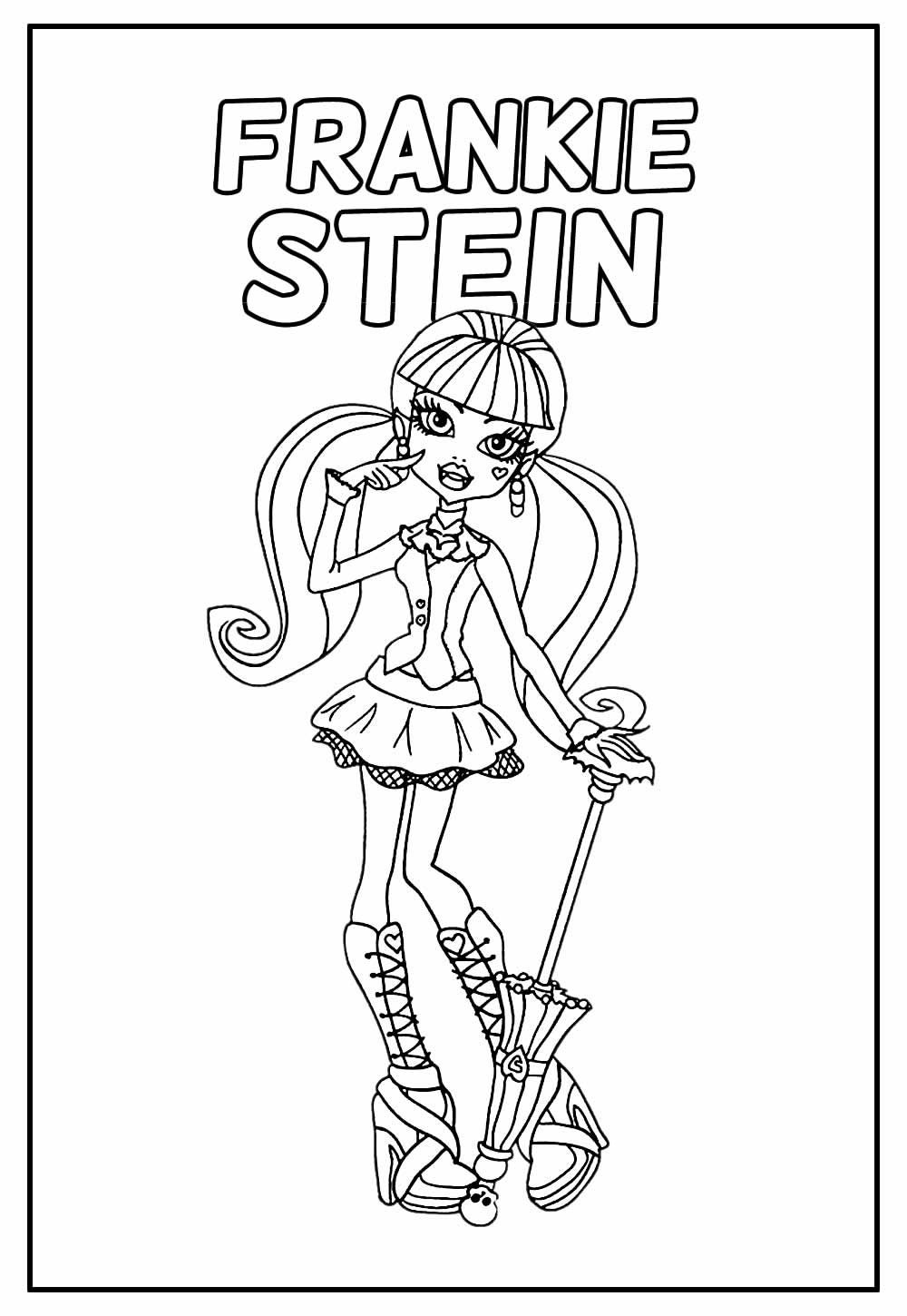 Desenho de Monster High Frankie Stein Assustadora para Imprimir e Pintar