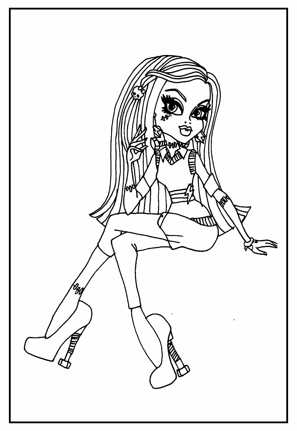 Desenho de Monster High Frankie Stein Bonita para Colorir Pdf e Pintar