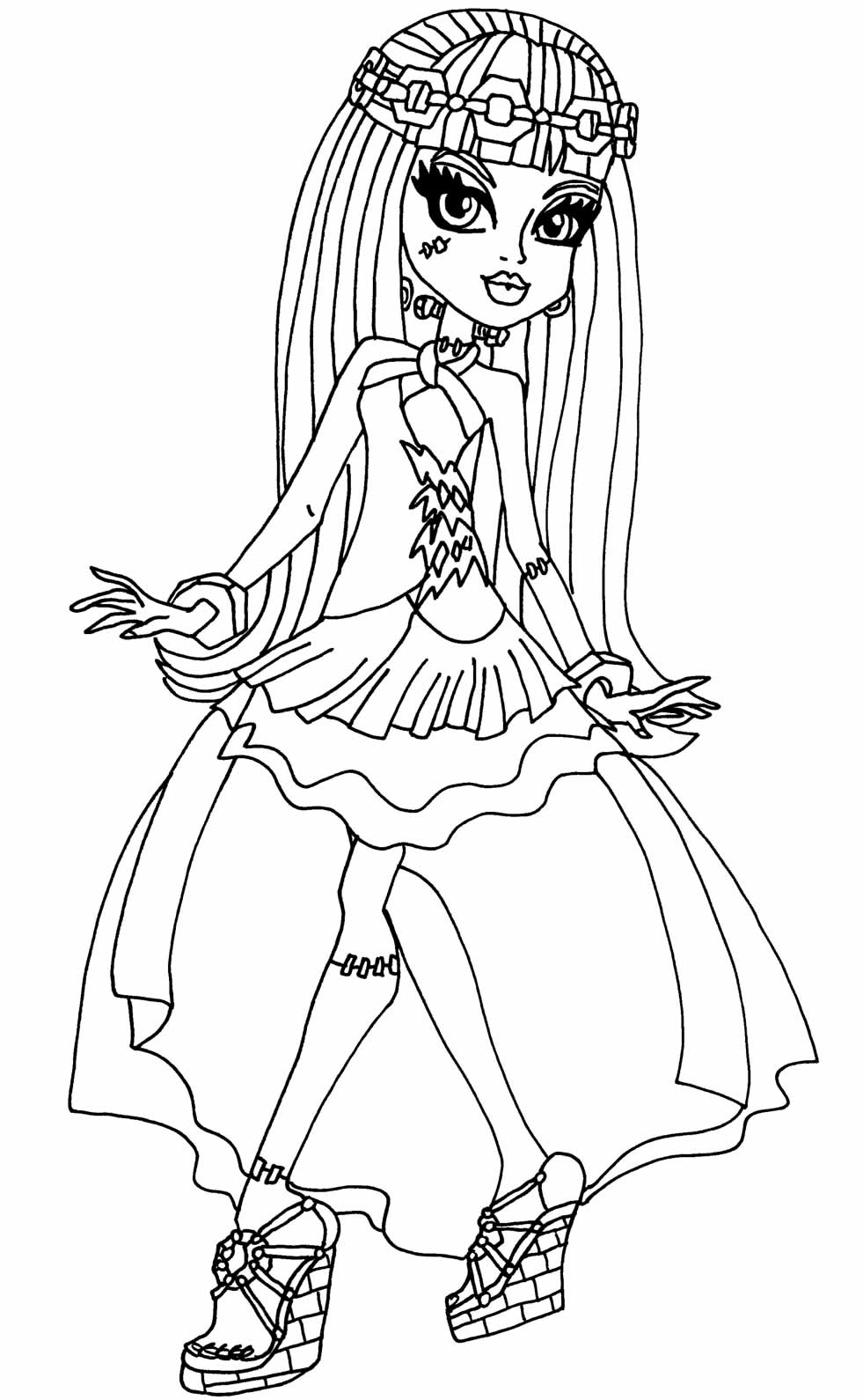 Desenho de Monster High Frankie Stein Clássica para Colorir e Pintar