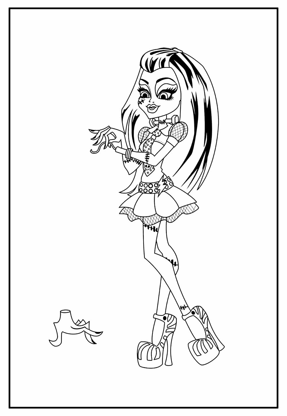 Desenho de Monster High Frankie Stein Fofa para Colorir Pdf e Pintar