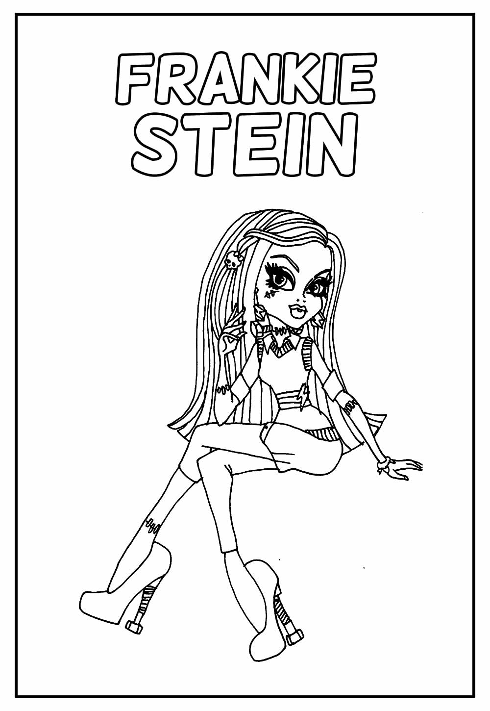 Desenho de Monster High Frankie Stein Infantil para Imprimir e Pintar