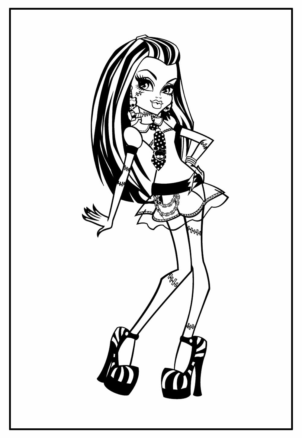 Desenho de Monster High Frankie Stein para Imprimir Lápis de Cor e Pintar