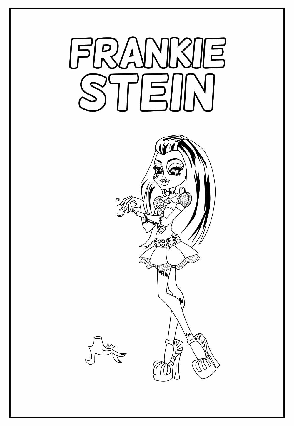 Desenho de Monster High Frankie Stein Realista para Colorir e Pintar