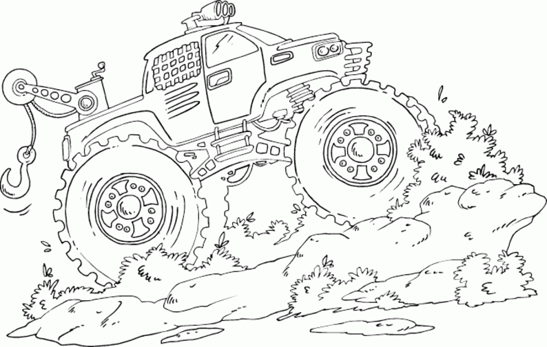 Desenho de Monster Truck Caminhonete para Colorir Download e Pintar