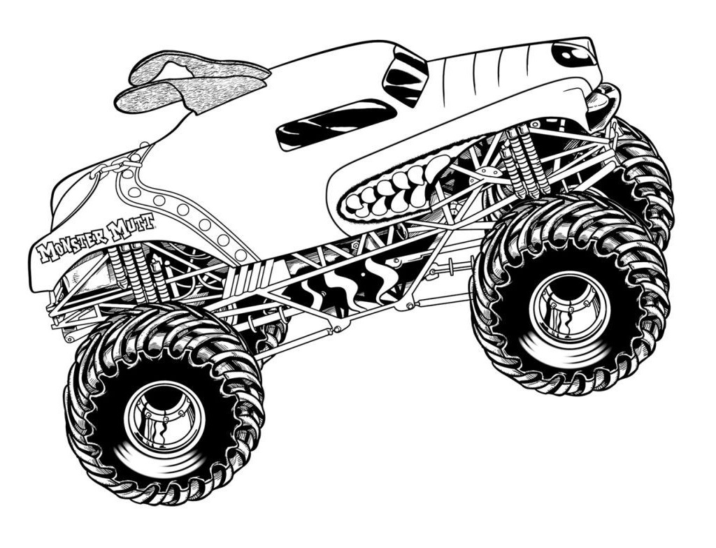 Desenho de Monster Truck Caminhonete para Colorir Pdf e Pintar