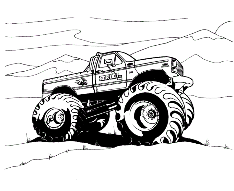Desenho de Monster Truck Caminhonete para Pintar com Lápis de Cor