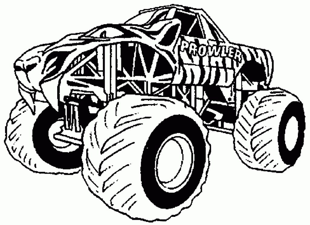 Desenho de Monster Truck Carro para Colorir com Giz de Cera e Pintar