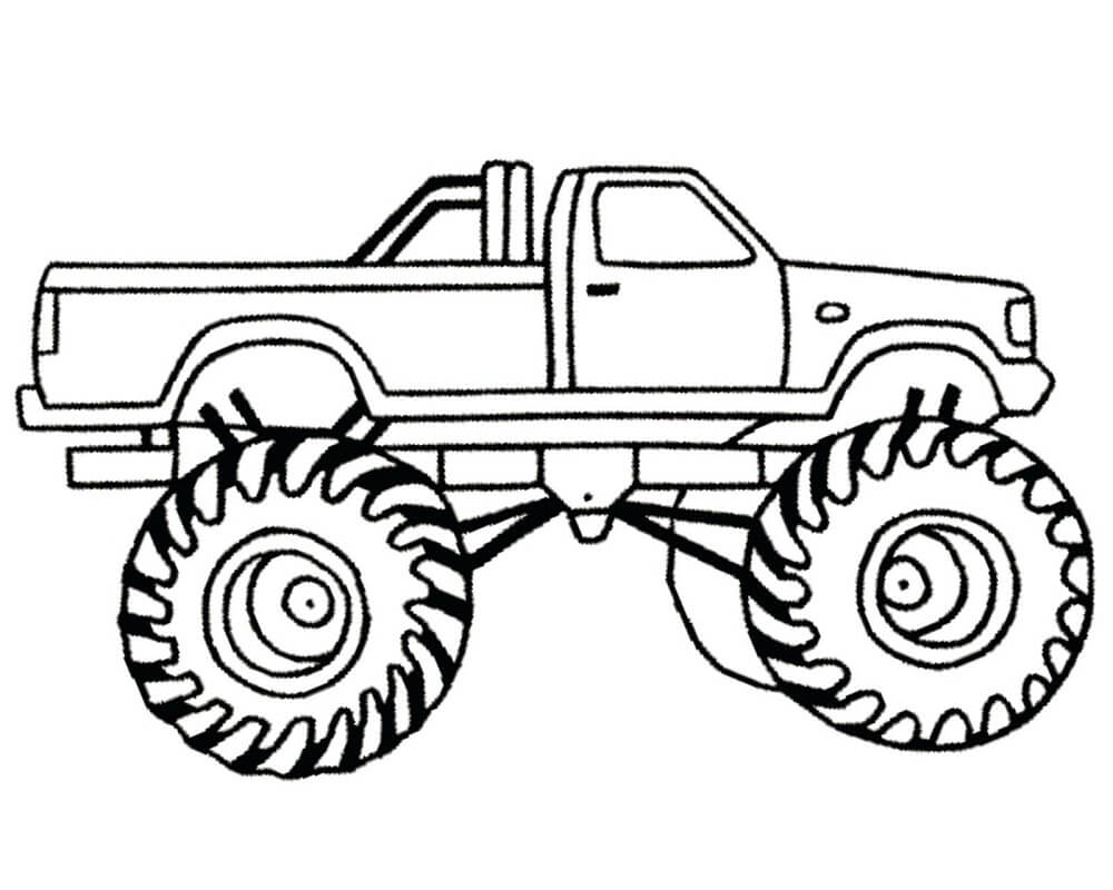Desenho de Monster Truck Carro para Colorir com Tinta Guache Download e Pintar