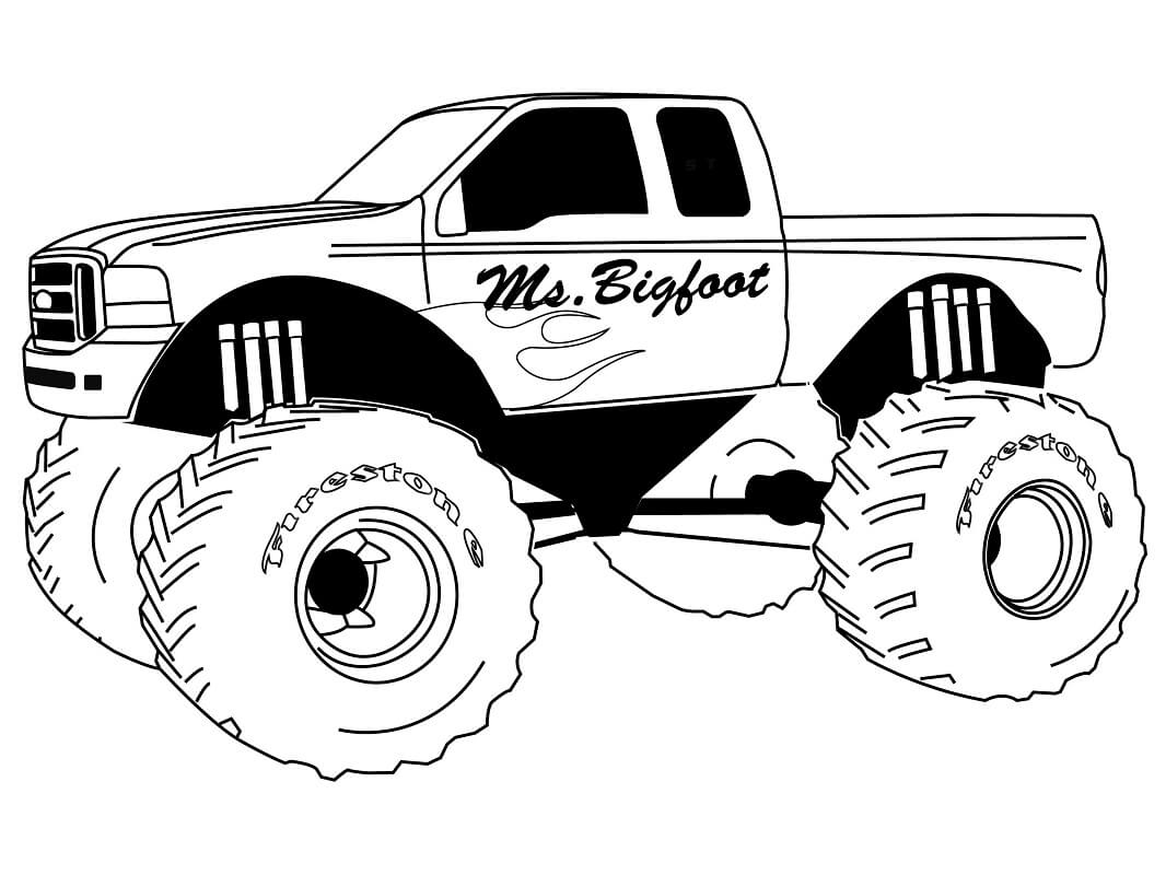 Desenho de Monster Truck Carro para Colorir em Casa e Pintar