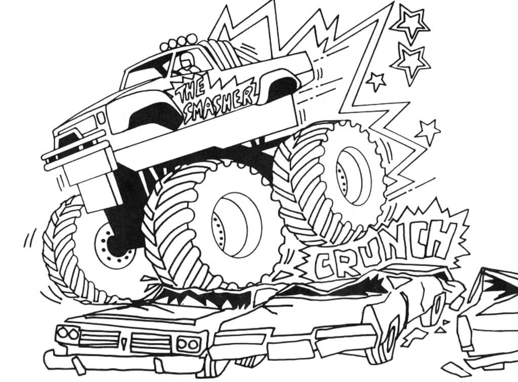 Desenho de Monster Truck Carro para Imprimir em Pdf e Pintar
