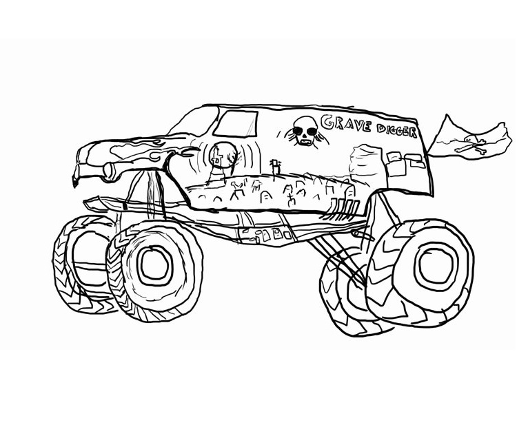 Desenho de Monster Truck Carro para Imprimir Imprimivel e Pintar