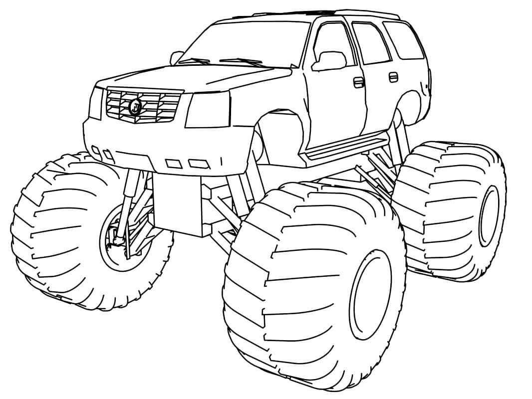 Desenho de Monster Truck Corrida para Colorir com Giz de Cera Pdf e Pintar