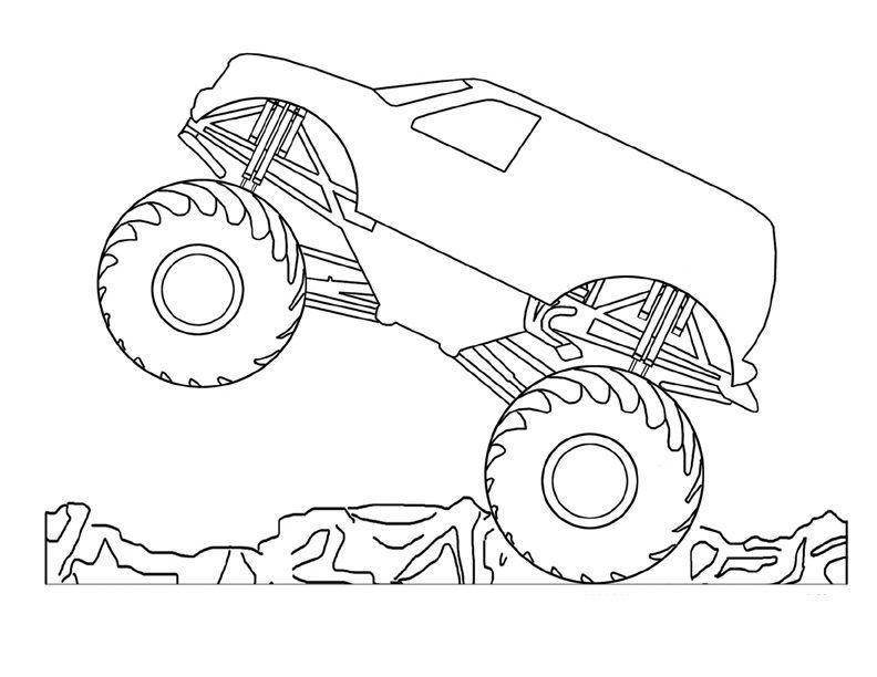 Desenho de Monster Truck Corrida para Colorir Imprimivel e Pintar
