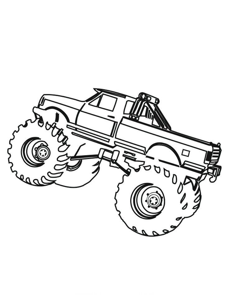 Desenho de Monster Truck Corrida para Colorir Pdf e Pintar