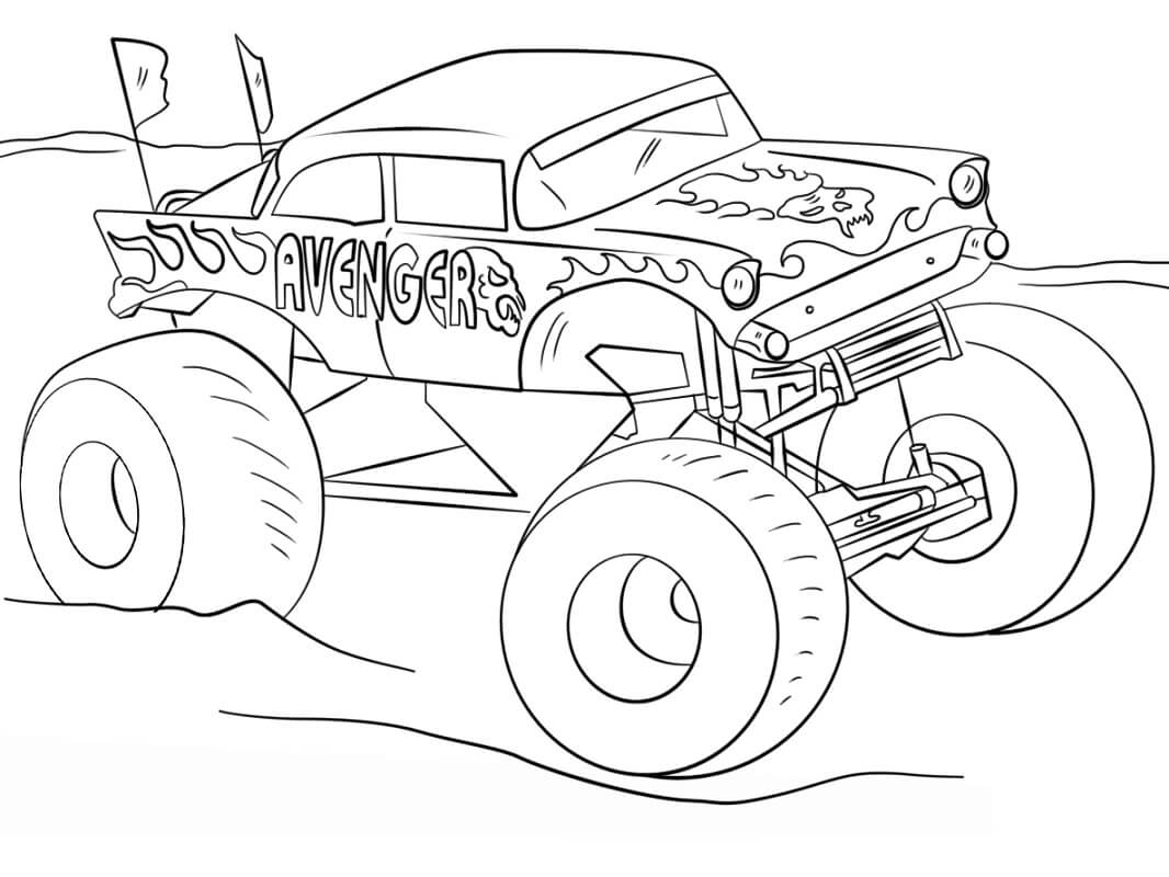 Desenho de Monster Truck Corrida para Imprimir Download e Pintar