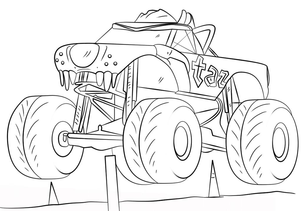 Desenho de Monster Truck Veículo para Colorir Download e Pintar