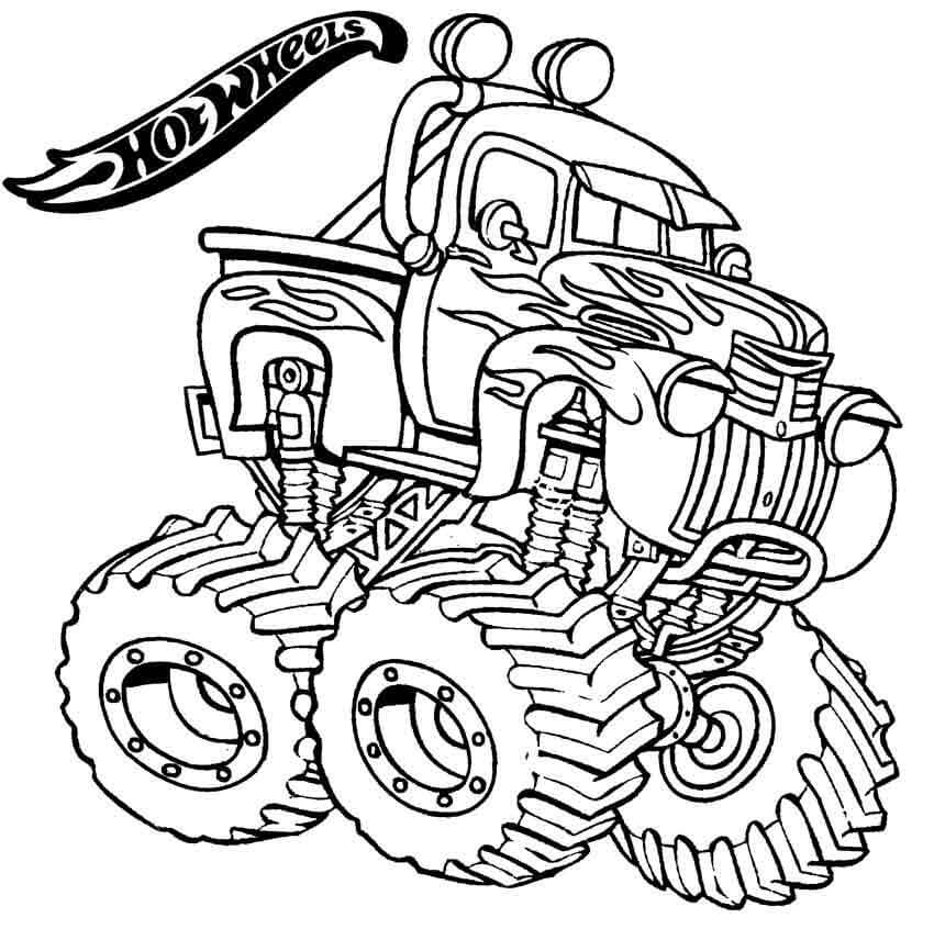 Desenho de Monster Truck Veículo para Imprimir e Baixar e Pintar