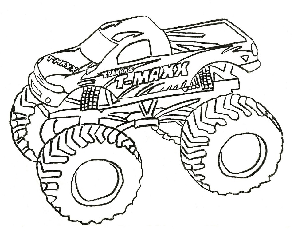 Desenho de Monster Truck Veículo para Pintar com Lápis de Cor