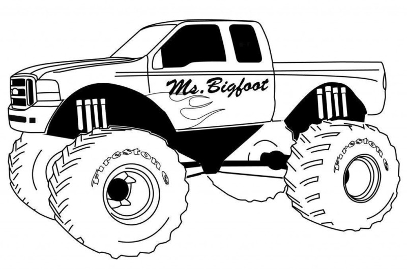 Desenho Imprimivel de Carro Monster Truck e Pintar