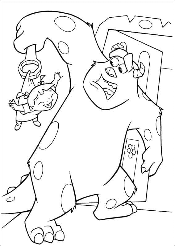 Desenho de Sulley com Boo para Colorir e Pintar
