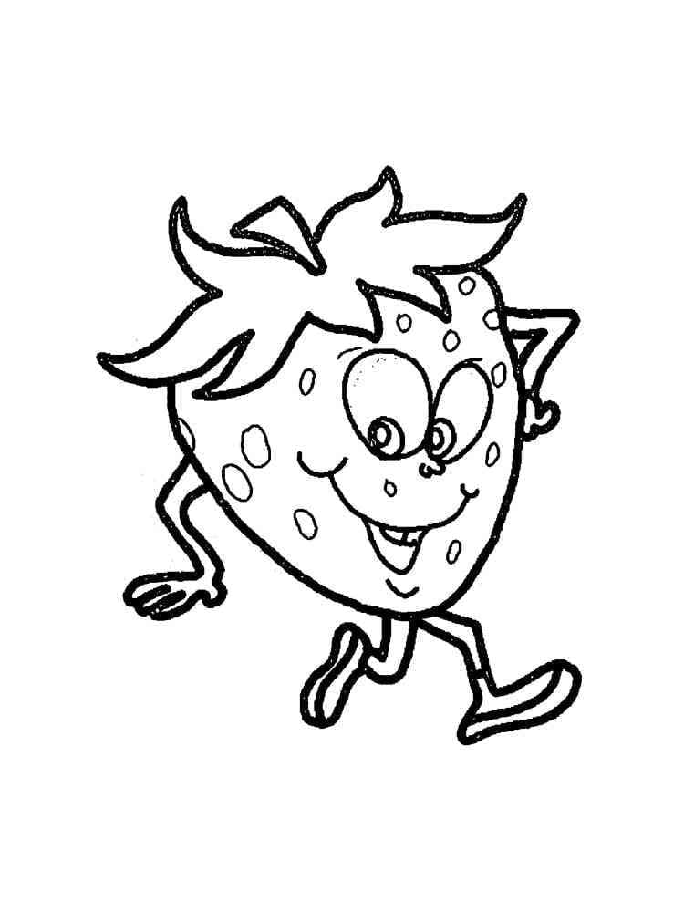 Desenho de Morango Engraçado para Colorir e Pintar
