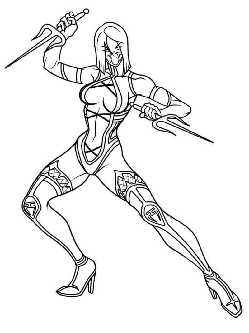 Desenho Mileena Mortal Kombat para Colorir e Pintar