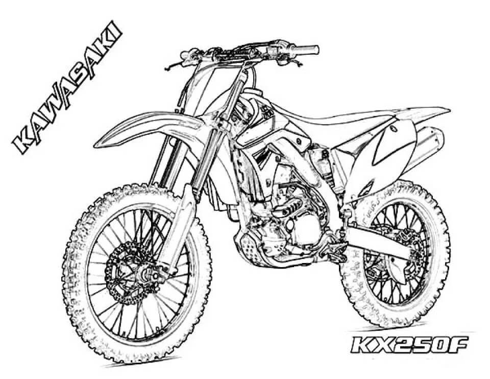 Desenho de Kawasaki Kx250F para Colorir e Pintar