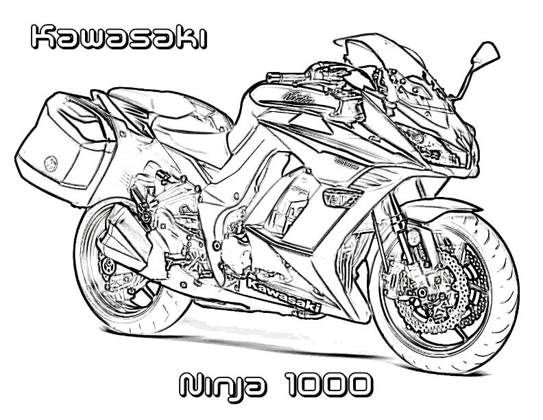Desenho de Moto Kawasaki Ninja 1000 para Colorir e Pintar