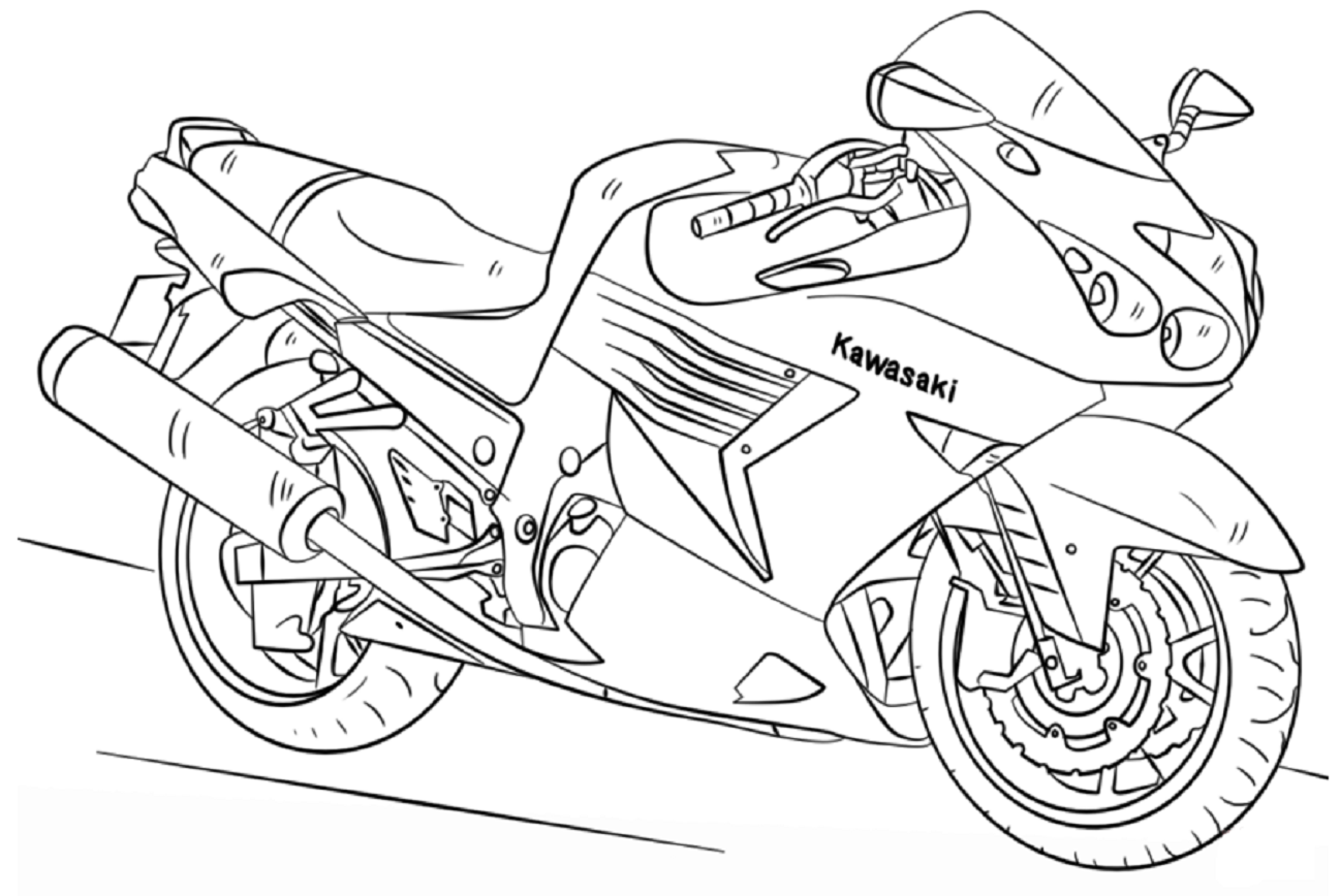 Desenho de Moto Ninja Zx 14 para Baixar e Colorir e Pintar