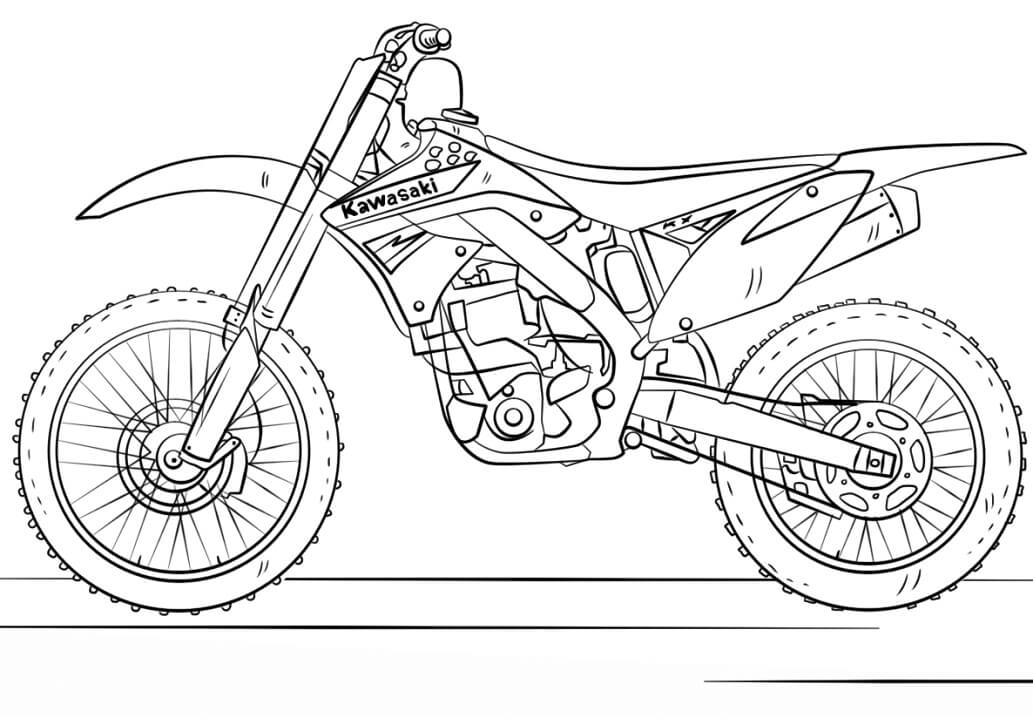 Desenho de Motocicleta Kawasaki para Colorir e Pintar