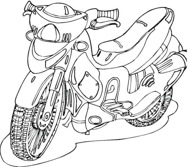Desenho de Moto Básica Grátis para Crianças para Colorir e Pintar