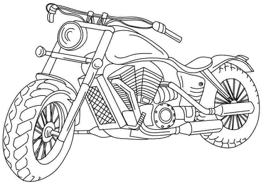 Desenho de Moto Clássica para Colorir e Pintar