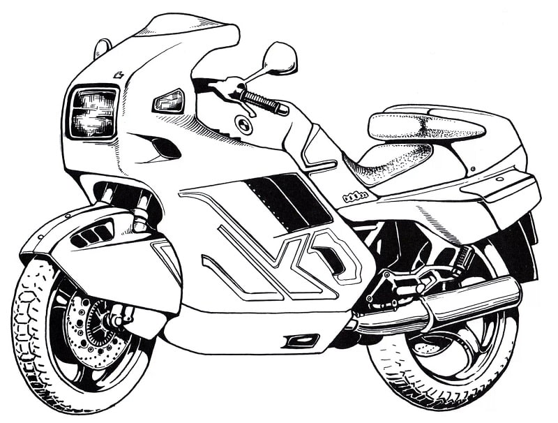 Desenho de Moto com Muitos Detalhes para Crianças para Colorir e Pintar
