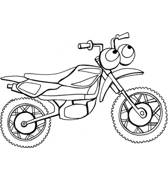 Desenho de Moto de Desenho Animado para Colorir Grátis e Pintar