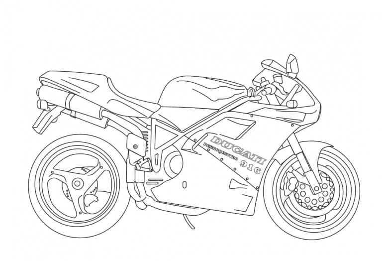 Desenho de Moto Ducati para Colorir e Pintar