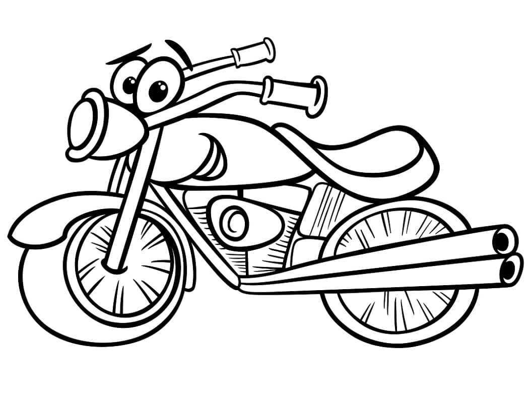 Desenho de Moto Engracada para Colorir e Pintar